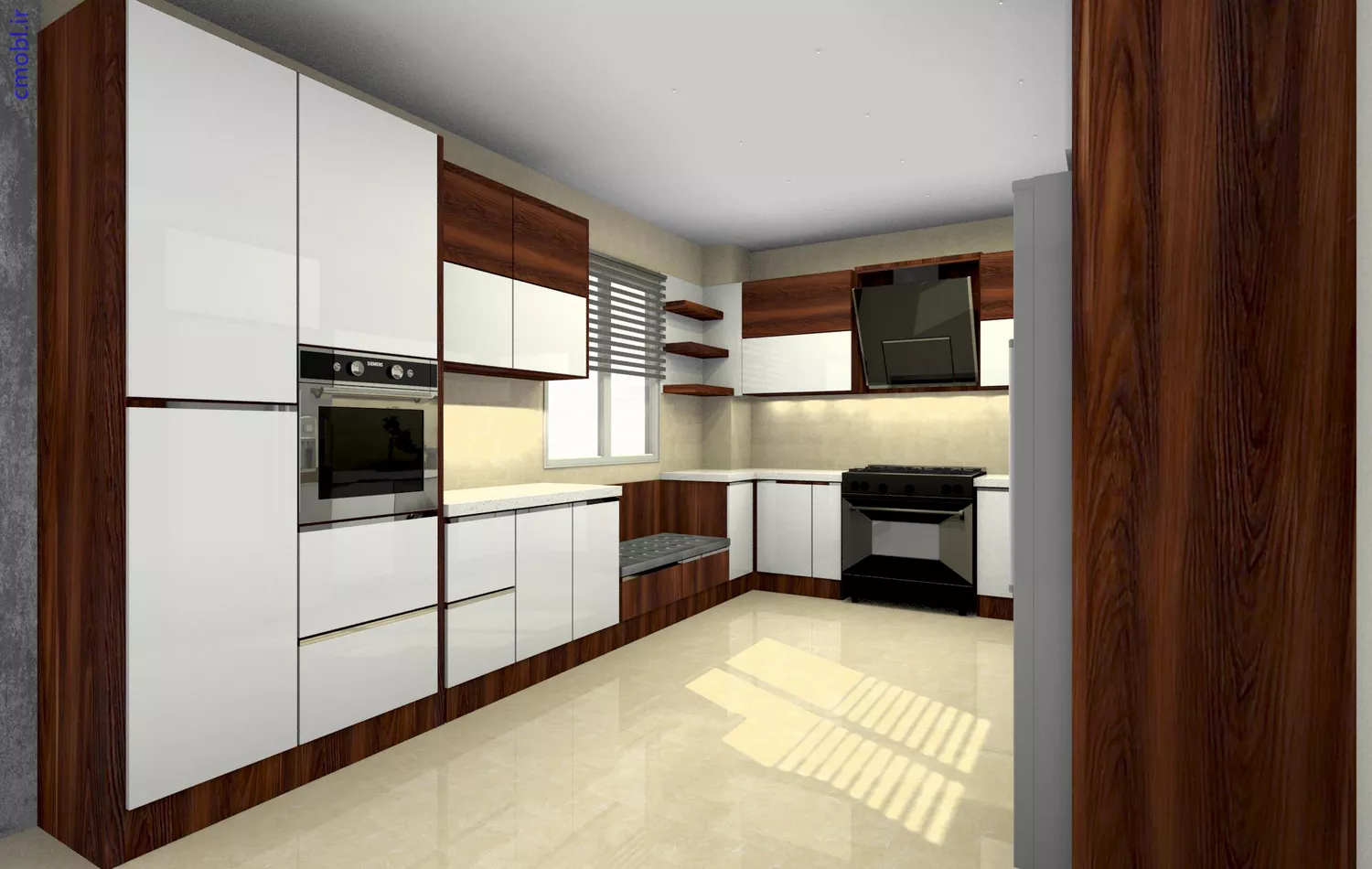 کابينت مدرن سفيد گردويي