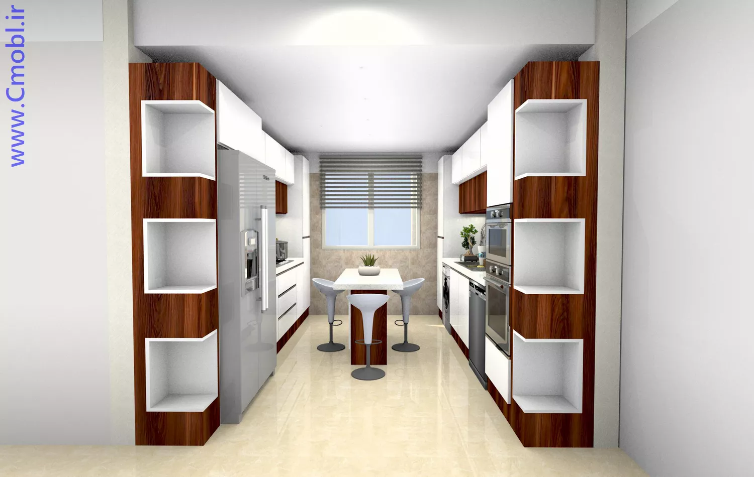کابينت مدرن در دو رنگ