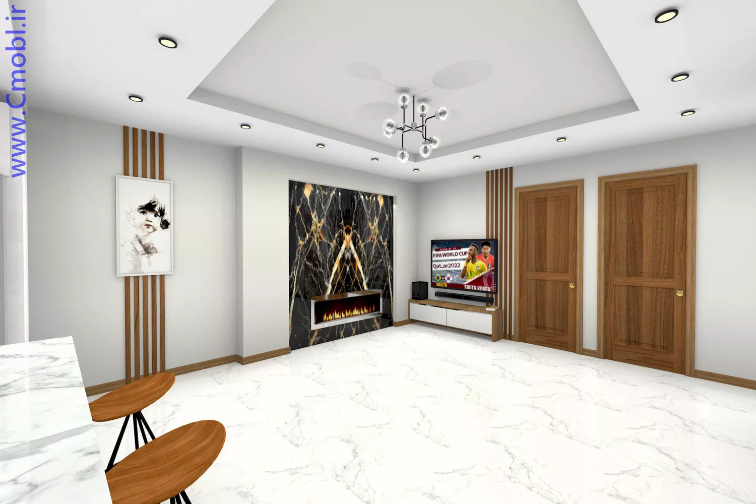 کابينت- ميز tv- جاکفشي- شومينه