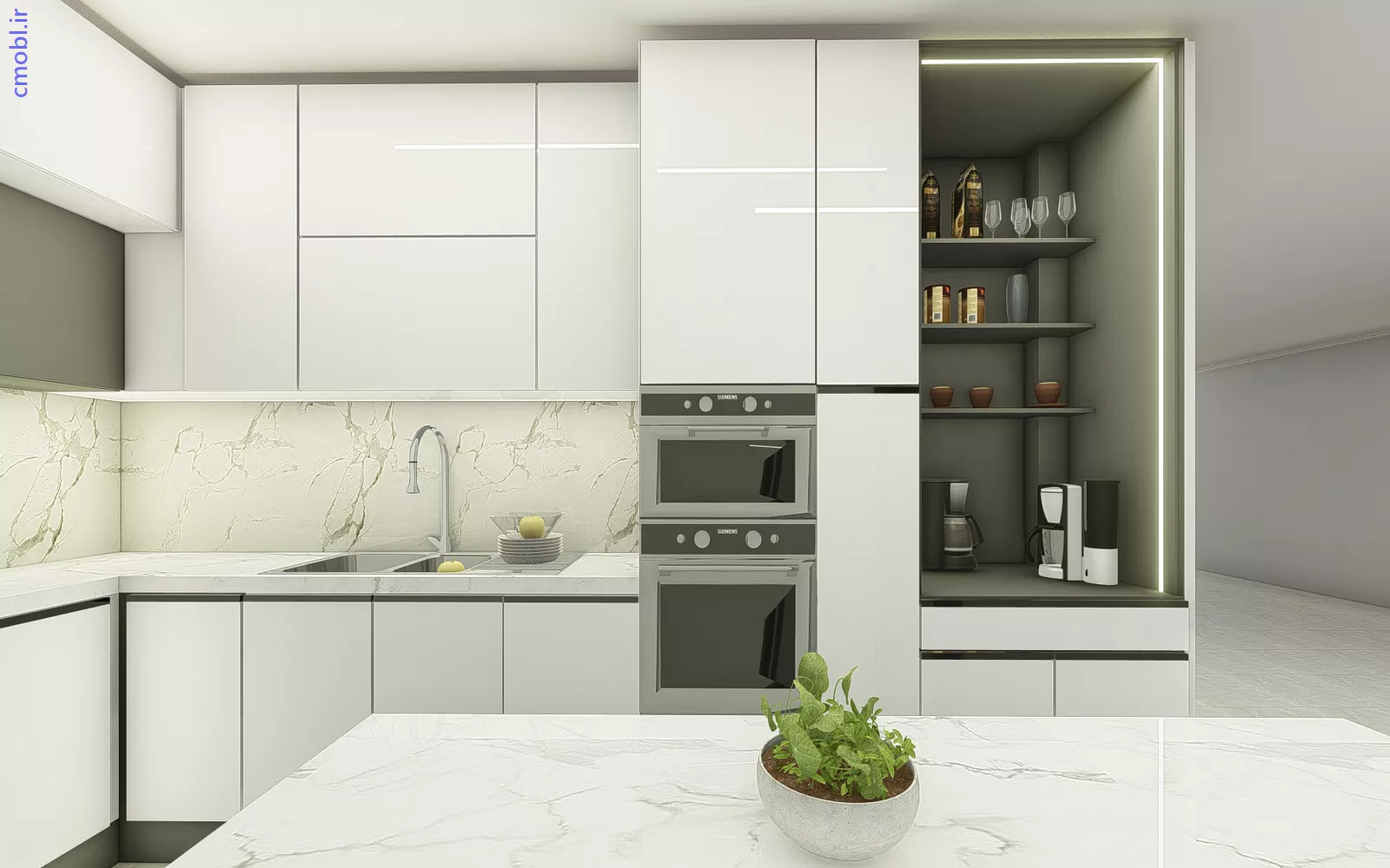 کابينت مدرن و کافي بار جزيره