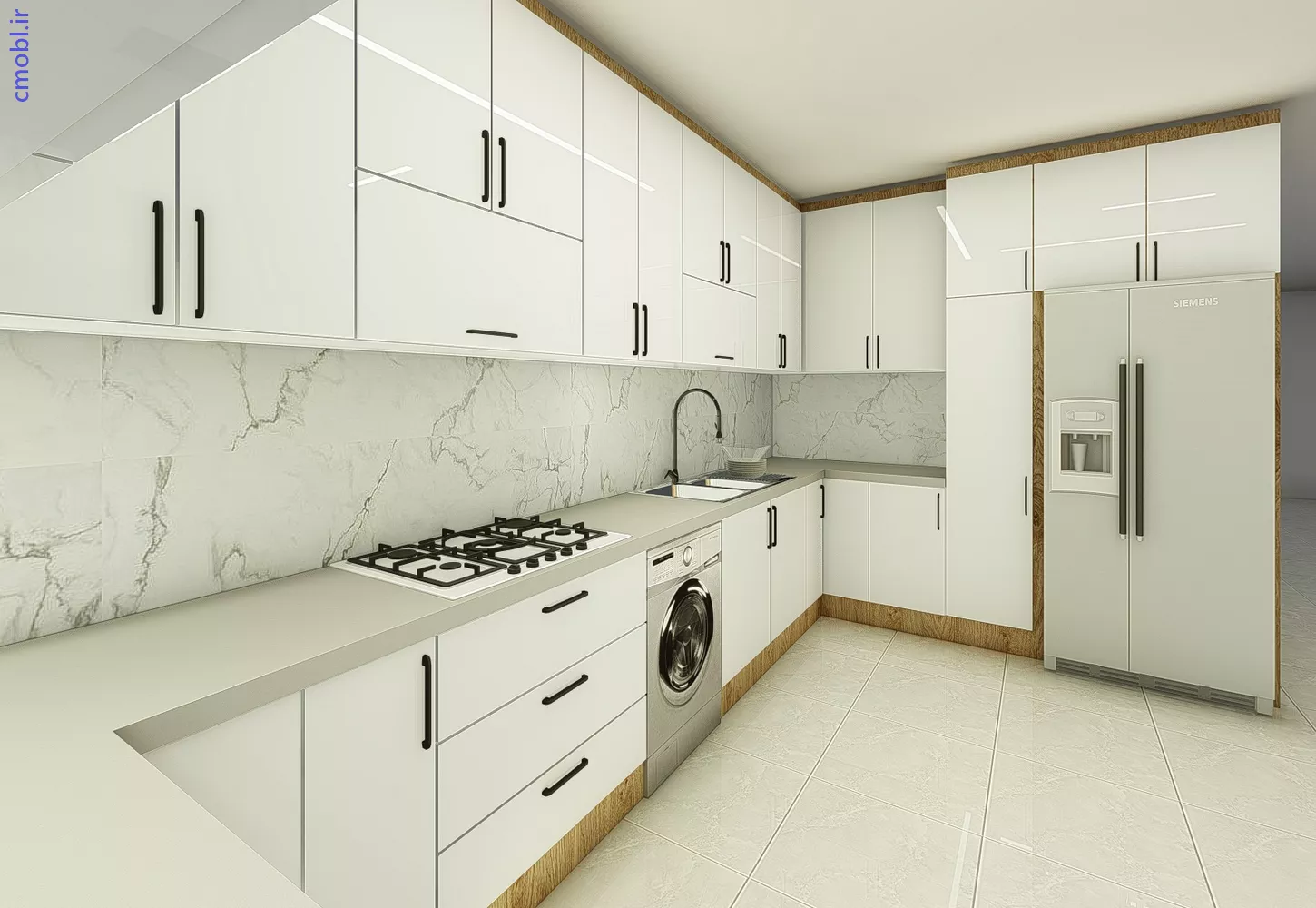 کابينت مدرن سفيد گردويي